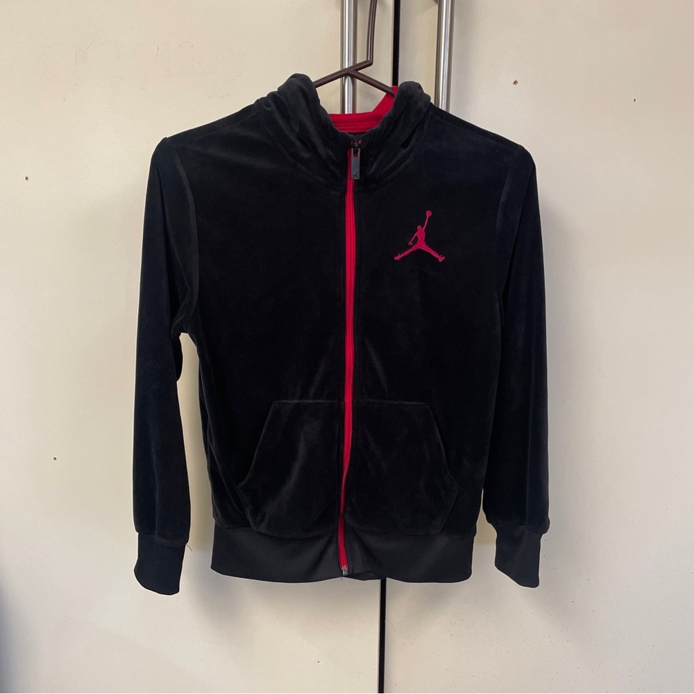 Jordan Jumpman Boys Youth Full Zip Hoodie Medium Black/Red Velvet